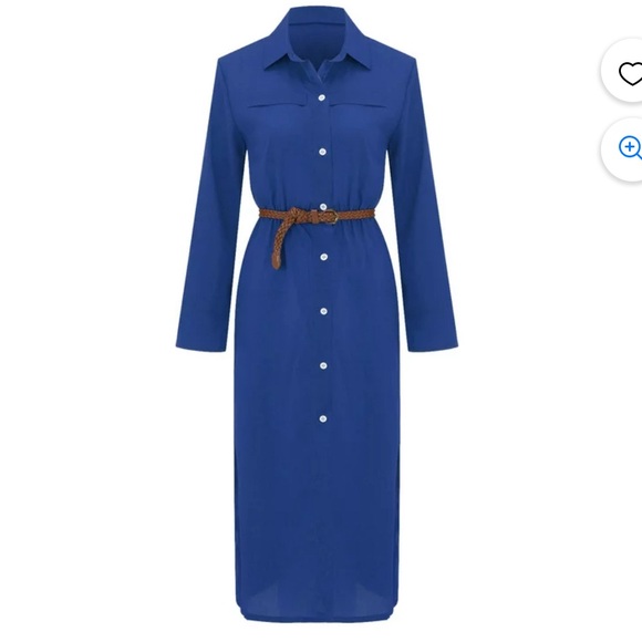 🌻NWT Forever 21 Belted Denim (Chambray) Maxi Dress - Picture 3 of 10